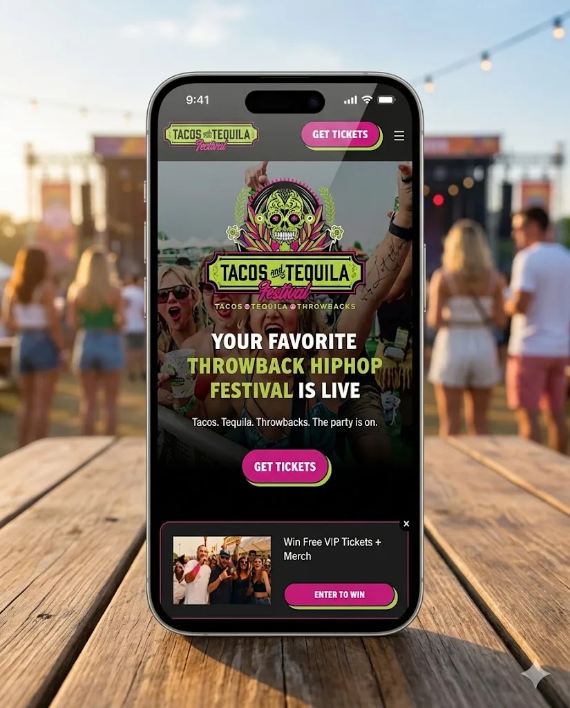 Website built for Tacos & Tequila Festival — touring hip-hop and R&B music festival website with ticketing
