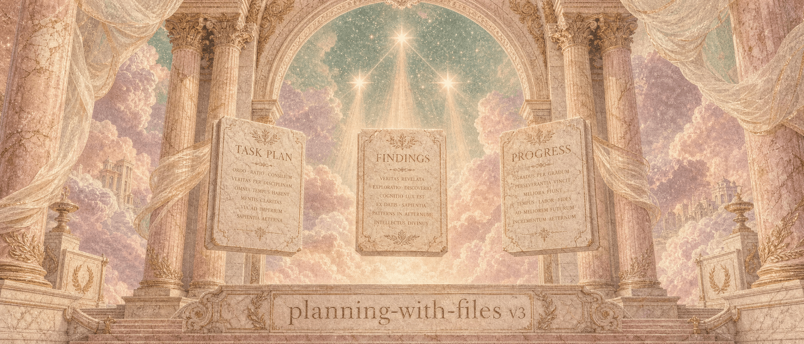 planning-with-files v3 banner — the skill that persists agent task plans as markdown files on disk