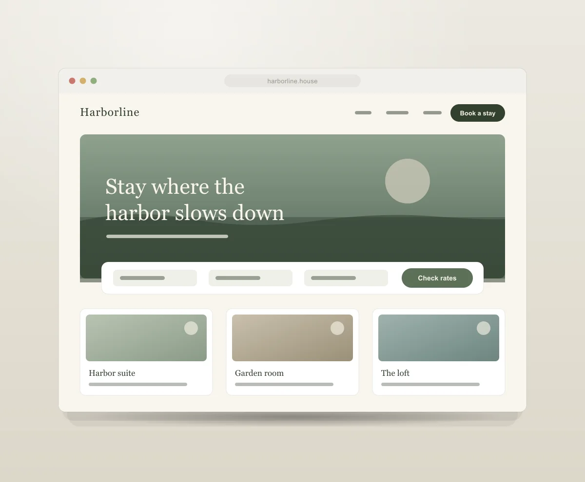 Web design for Harborline Boutique Hotel — coastal hospitality booking website